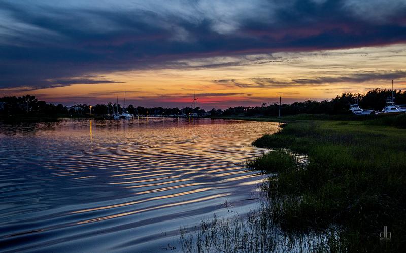 Lewes DE, Lewes Rehoboth Canal, Anglers, Fishing, Fishermans Wharf, Sunset, East coast,  all good 